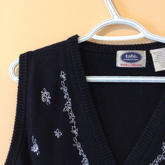 Vintage Tabi grandma sweater vest embroidered floral size large - Picture 4 of 6